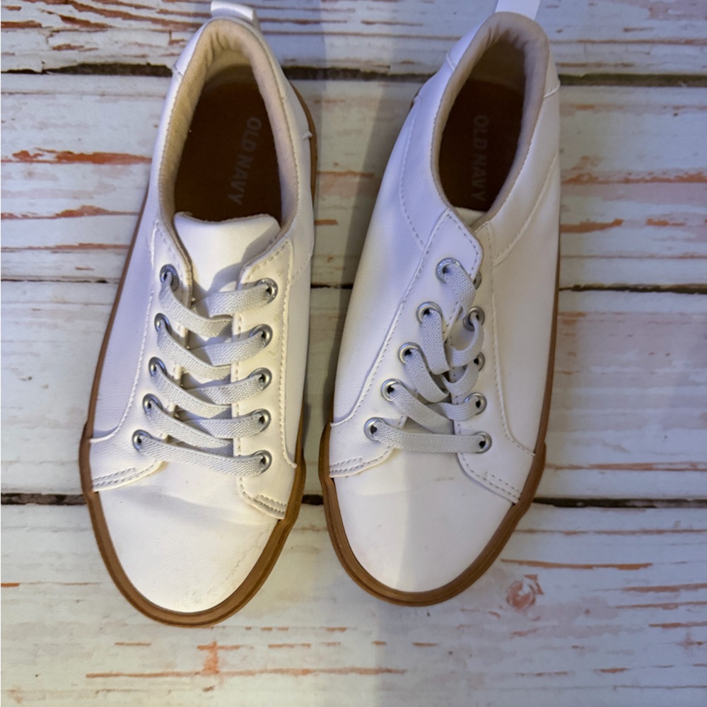 Old Navy White Sneakers with Brown Sole